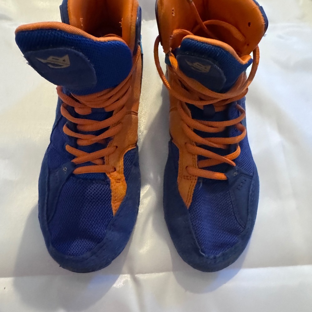 Blue and Orange High-Top Sneakers
